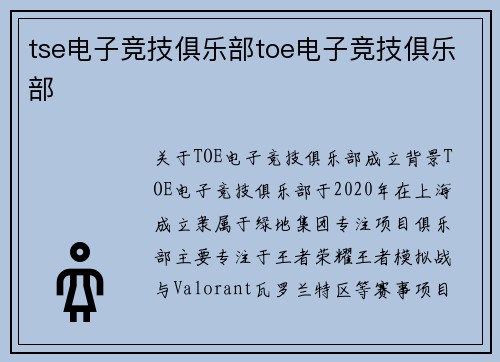 tse电子竞技俱乐部toe电子竞技俱乐部